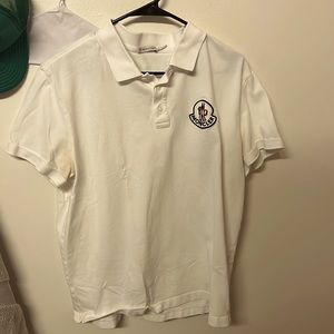 Moncler white collared shirt, super comfy and perfect for a night out